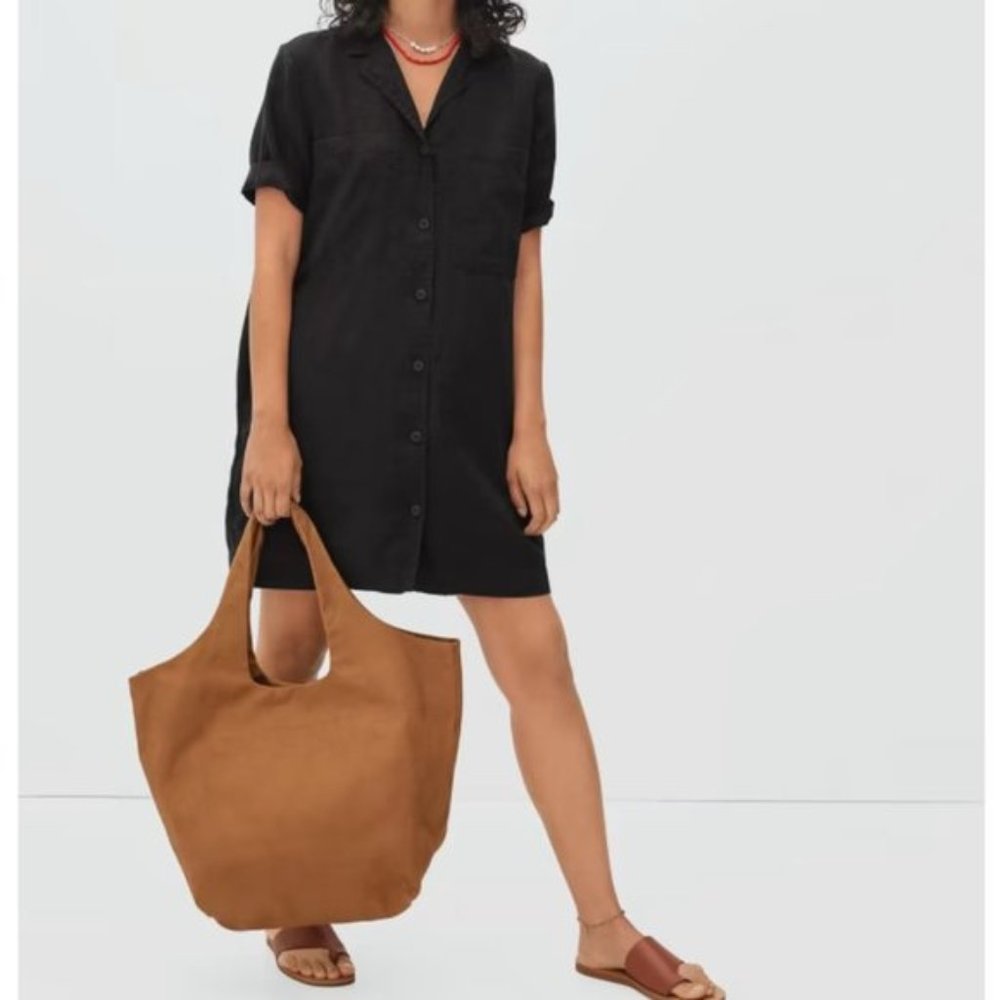 Everlane The Linen Workwear Mini Dress Black